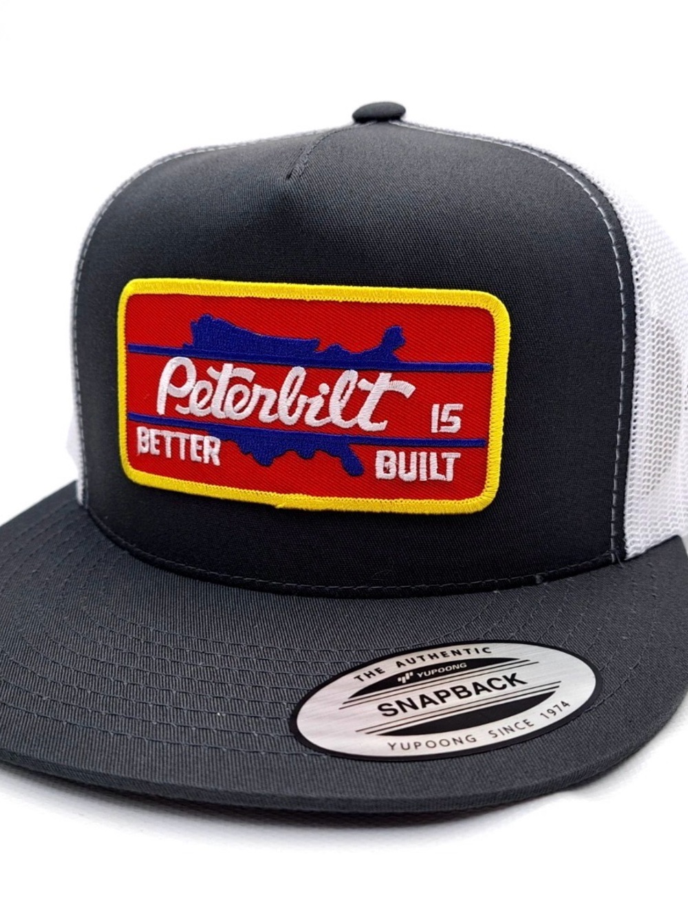 Peterbilt Baseball Cap Hat Flat Bill Mesh Snapback Blue Embroidered Patch
